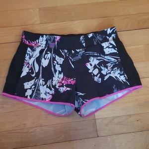 Fabletics pink and black floral shorts